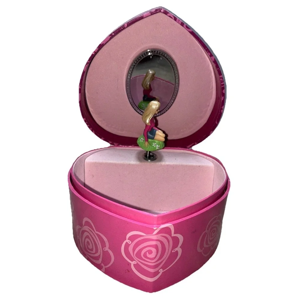 Vintage Barbie Spinning Wind-up Music Box Pink Heart Feelin Groovy Mattel *flaw‎